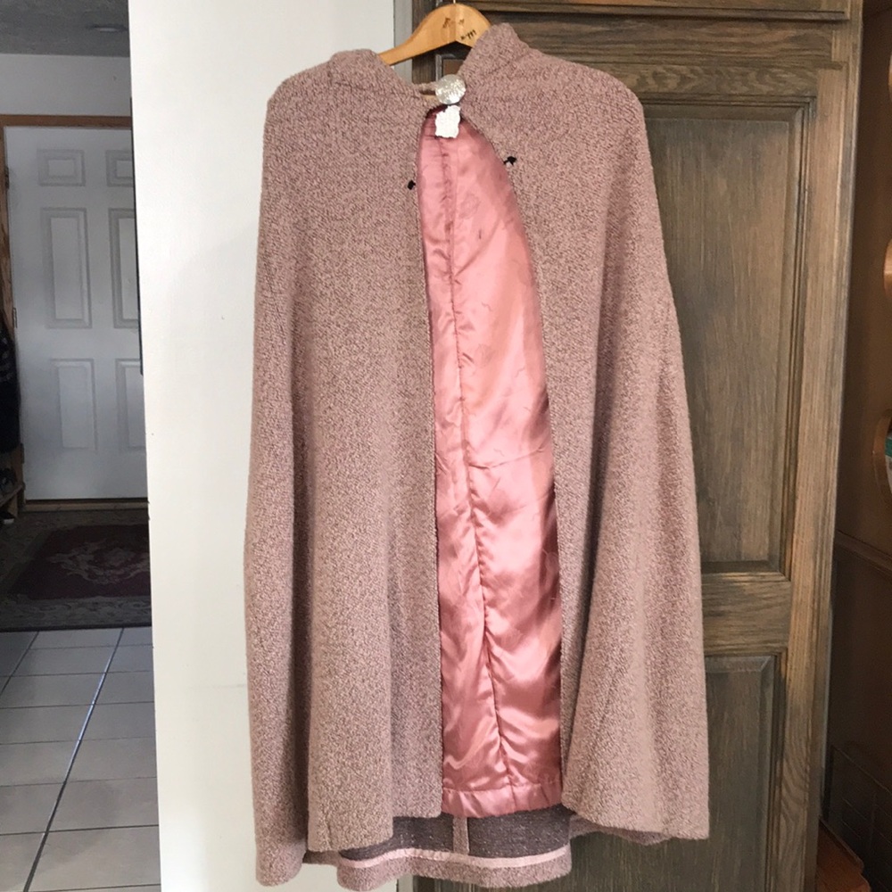 Curly Wool Cloak w/bell hood, Satin lined 1790-1800’s. Recycled 1940 coat.